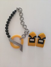 Ben Amun Jewelry Set Lucite Necklace And Earrings  Black And Yellow