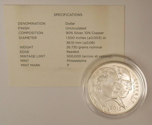 2015 March of Dimes UNCIRCULATED Silver Dollar Commemorative Coin - 90% Silver - Picture 2 of 3