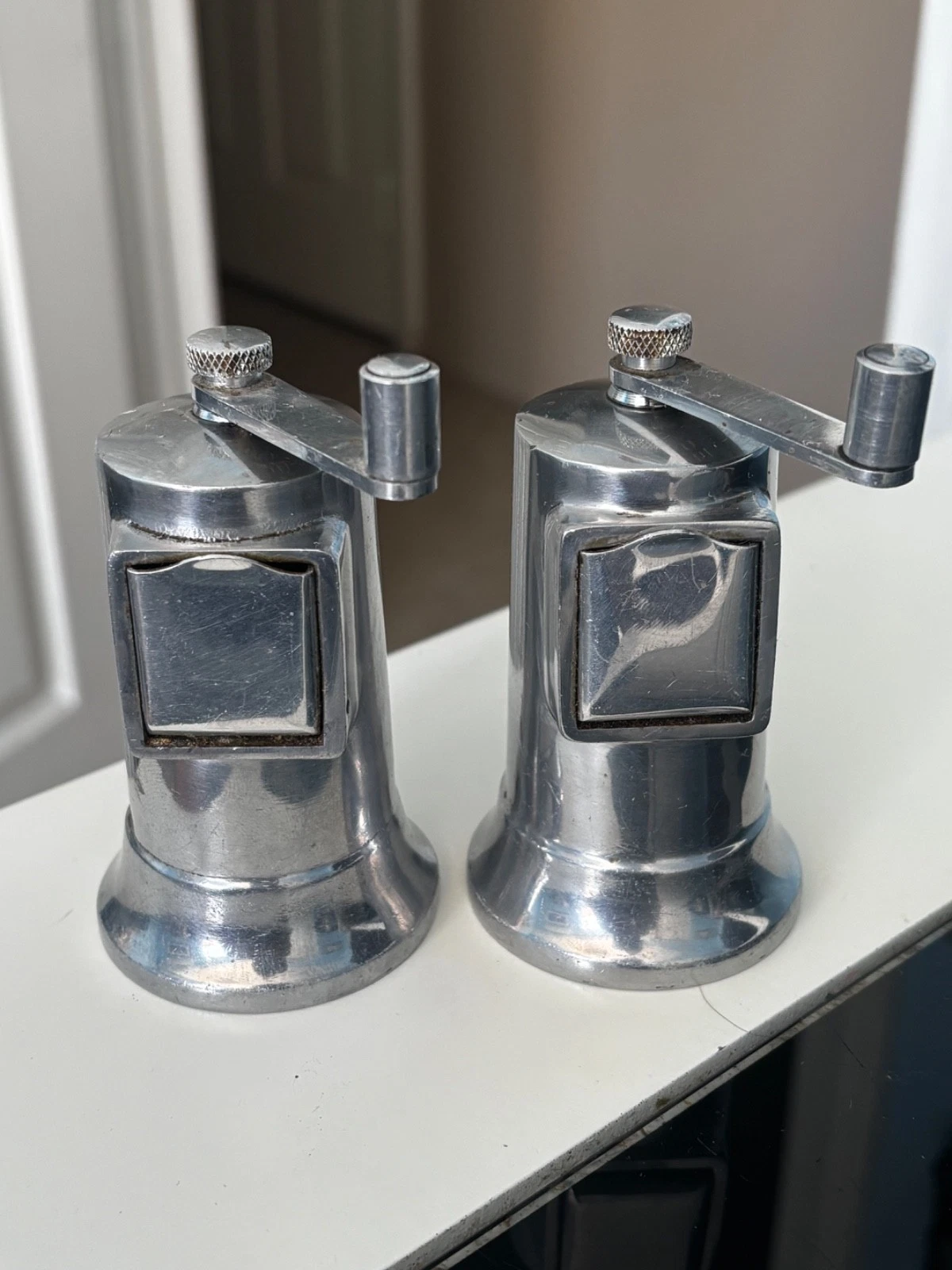 2 Vintage Perfex France 3.5 Inch Solid Cast Spice Salt Pepper Mill Grinder