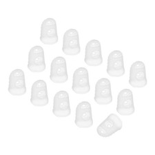 Light White Silicone Finger Tips Protectors Breathable Caps, M, 15 Pcs