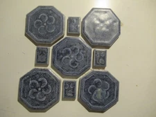 Lot of 100 Reclaimed Used Hexagonal Blue Ceramic Bathroom Floor Tiles