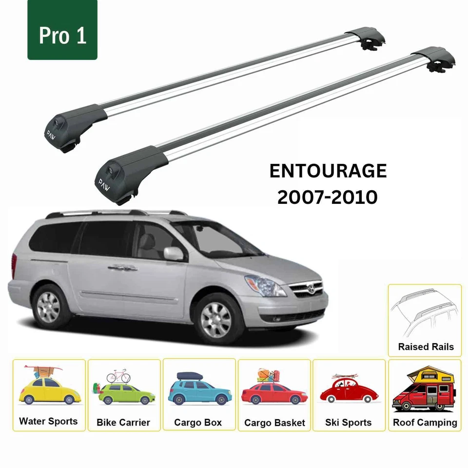 Barras transversales para portaequipajes de techo para Hyundai Entourage 2007-2010 riel elevado aluminio plateado Foto 2 de 3