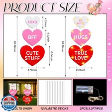 Menkxi 6 Pcs Valentine Yard Sign with Light Heart Garden Stakes Outdoor Lawn ...