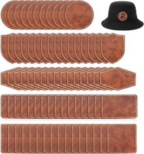 80pcs Blank Leather Patches for Hats, Faux Leatherette Patches with Adhesive, Bl
