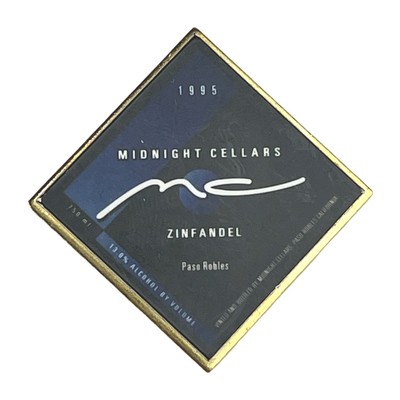 Vintage Midnight Cellers Winery 1995 Zinfandel Paso Robles Lapel Pin 1 1/4'' Rare