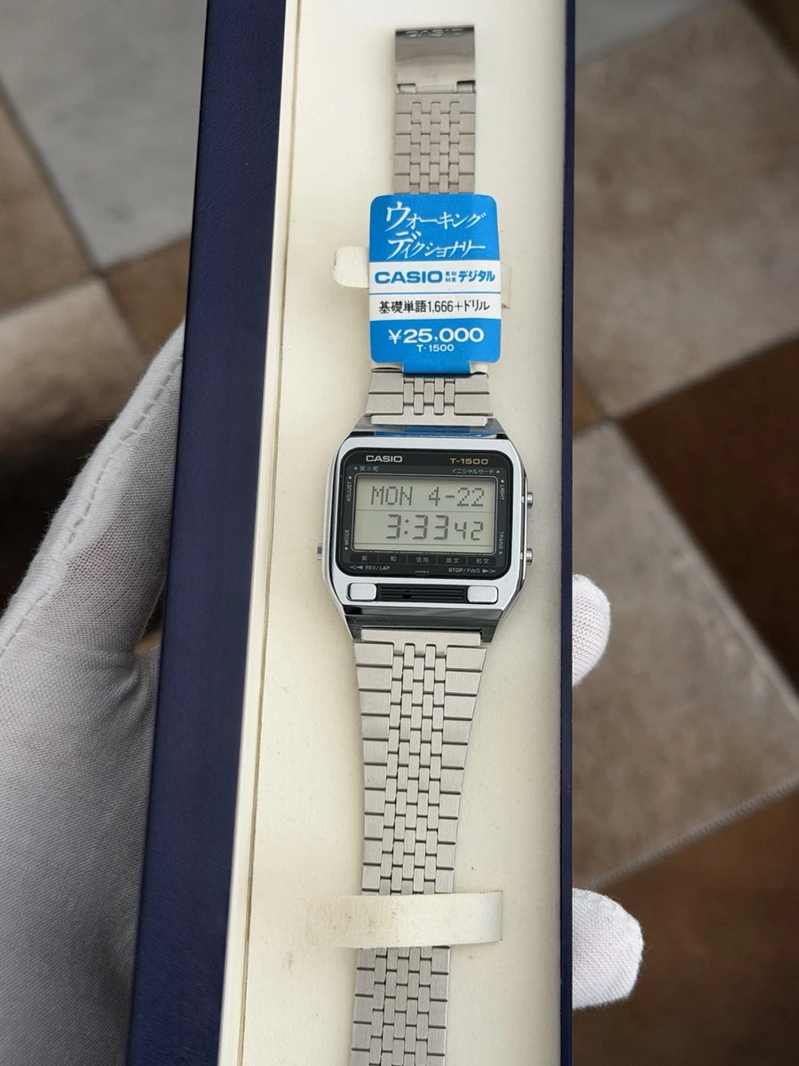 NOS Rare Vintage Casio T-1500 Men's Digital Dictionary Watch
