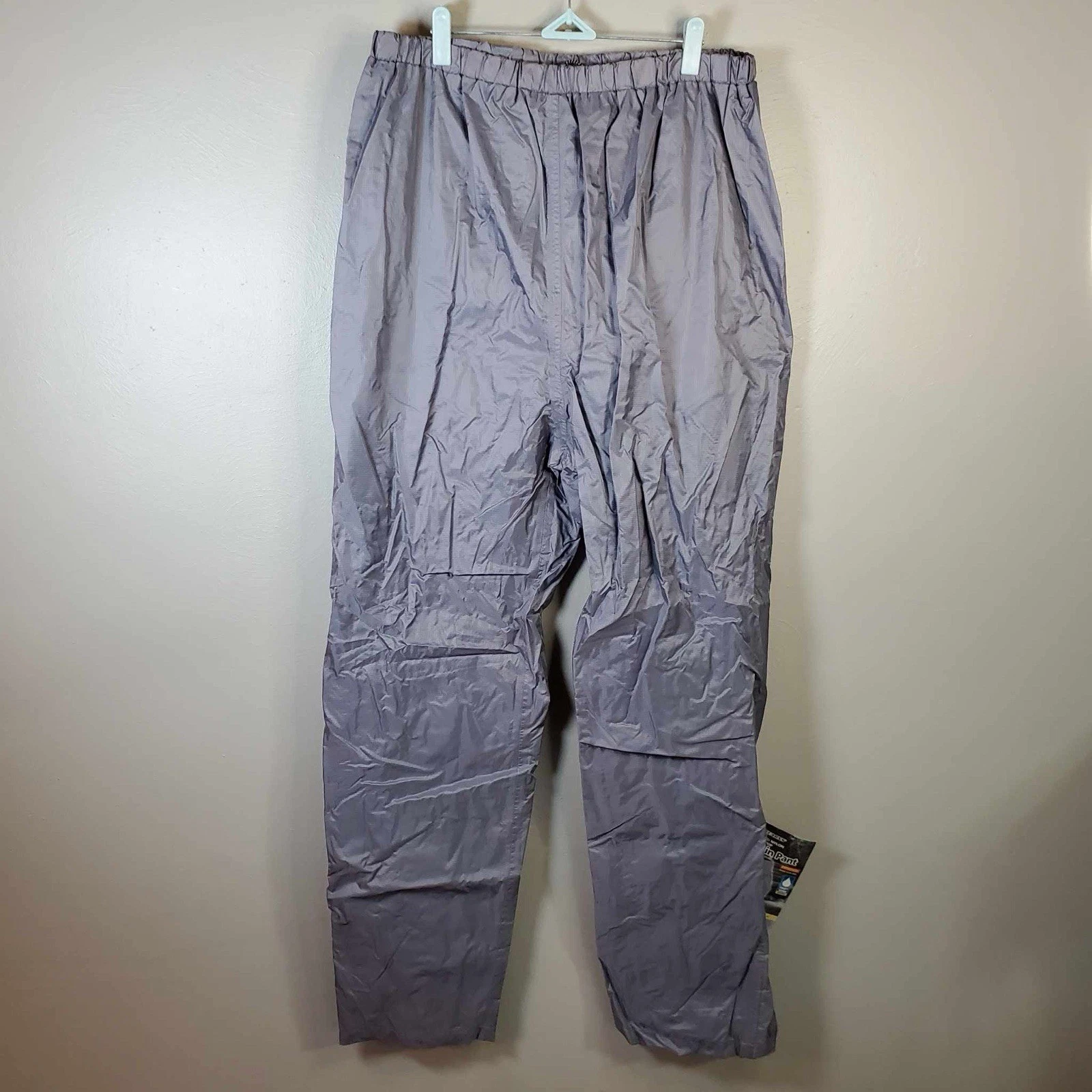 Stearns Rain Pants Mens NWT Gray Dry Wear Packable Mesh Lined Outdoor Hiking L