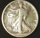 1917-S---Obverse- Tough Key Date= VG/F-US Walking Liberty Silver Half