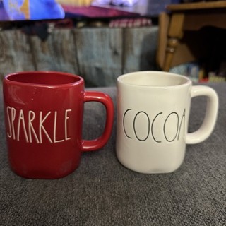 2 Rae Dunn Christmas Holiday Coffee Mugs Sparkle & Cocoa