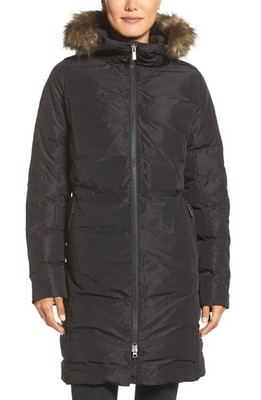 Helly Hansen Ylva Water Repellent Down Parka with Faux Fur Trim SZ XS Black