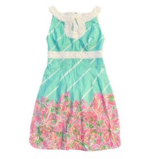 Lilly Pulitzer Candice Keyhole Mini Dress Size 00 Crash Landing Sand Bar Blue