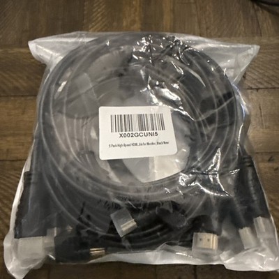 5 Pack High-Speed 6ft HDMI Cables | 4K 60Hz UHD | Black | NEW Sealed Multi-Pack
