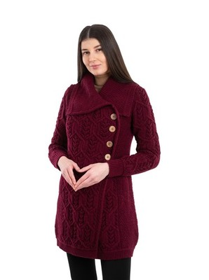 SAOL  Merino Wool Aran Tree of Life Cardigan for Women