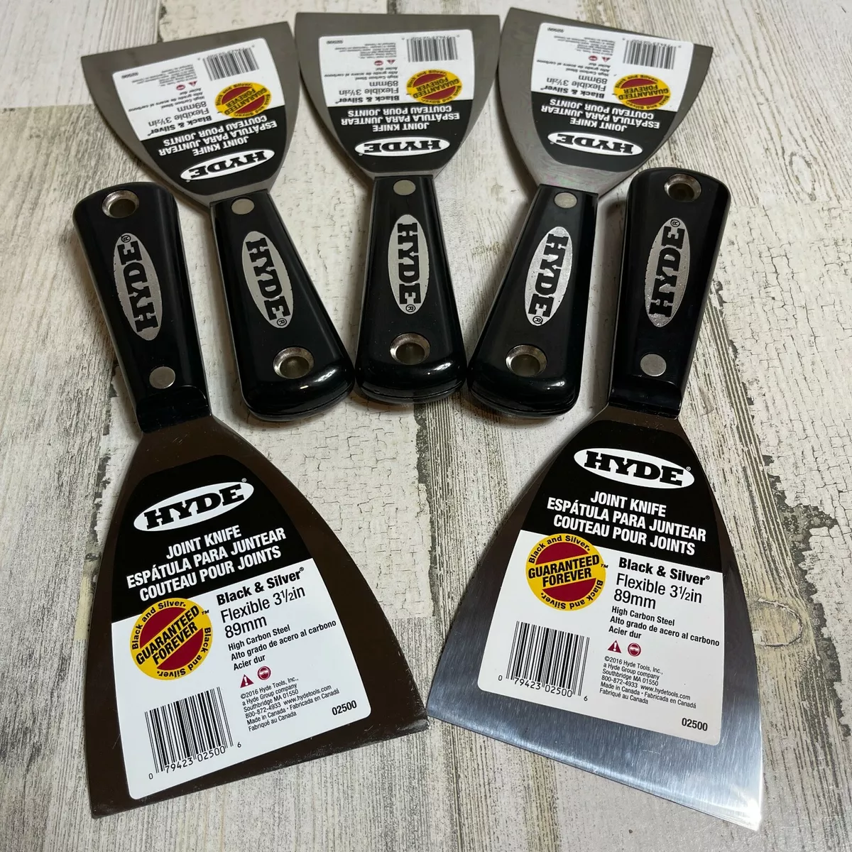 5 Hyde Tools 3.5 Inch Flex Drywall Joint Putty Knife Black Silver