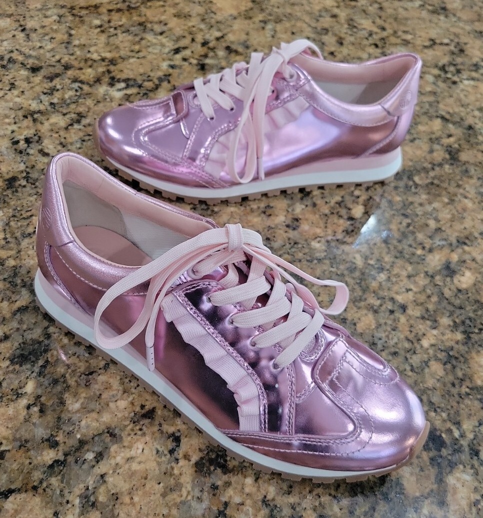 Tory Burch Tory Sport Ruffle Pink Shiney Athletic Running Tory Burch Tory Sport Ruffle Pink Shiney Athletic Running