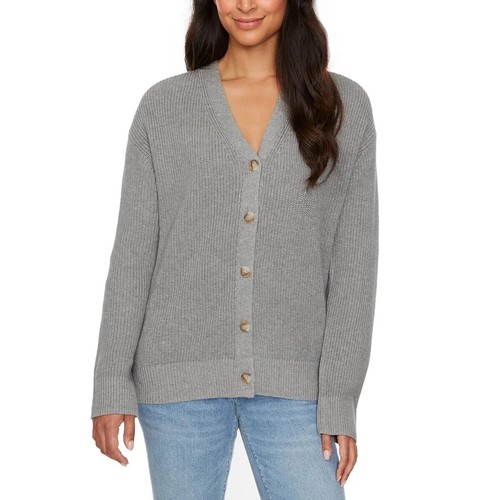 HUDSON Women's Cotton Buttondown Cardigan Sweater Grey XXL