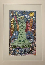 James RIZZI: Original Screen Print on Canvas "BIG APPLE LIBERTY", 1999, Framed