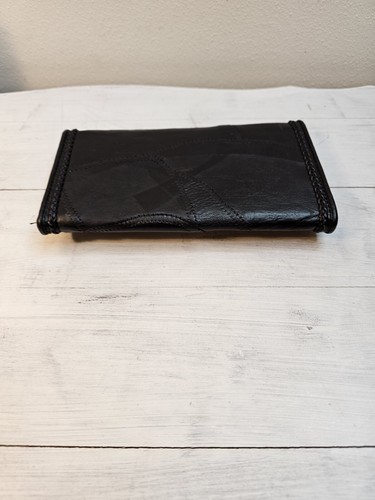 Black Patch Leather Wallet black NEW with snap closure - Picture 3 of 13
