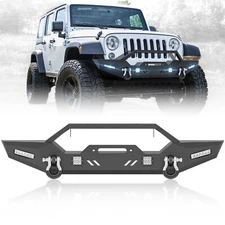 Front Bumper With Winch Plate & D-rings For 2007-2018 Jeep Wrangler JK 2/4 Doors