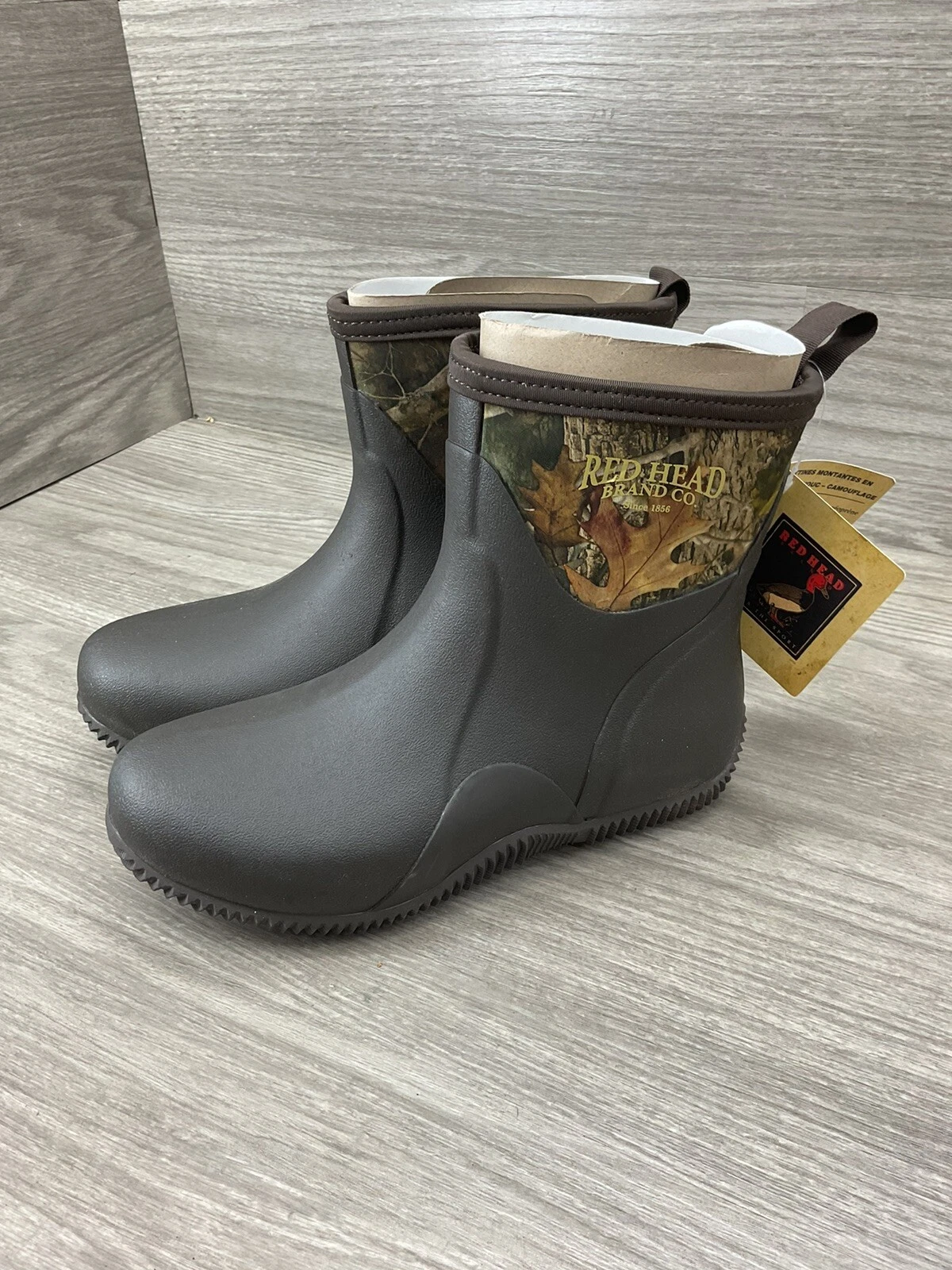 Redhead Mens Rain Boots Rubber Camo Ankle Slip On Sz 7