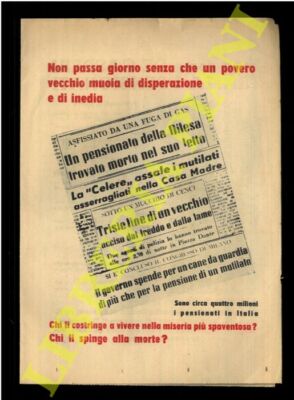 P.C.I. - Ecco come De Gasperi tratta i pensionati. Votate contro De Gasperi e i