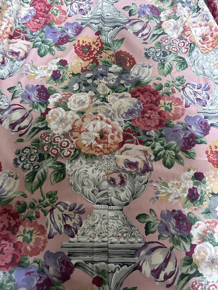 1 Vintage Romantic Custom curtain drape floral Pink Cottage Cotton 76x104” - Image 2 of 4