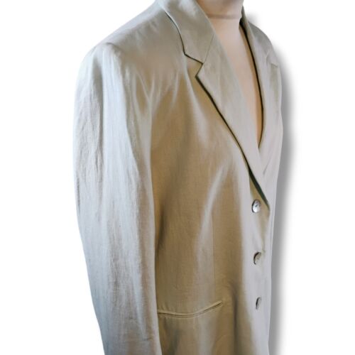 Philippe Adec Paris Womens Blazer Jacket Size UK 20 Pale Green Linen 3 Button - Picture 3 of 10