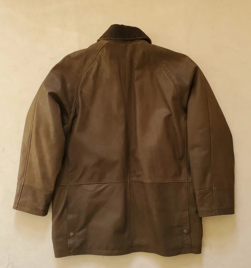 Olly And Co Leather Coat Mens S Field Jacket Green | eBay UK
