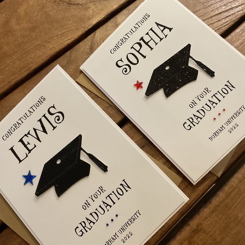 Handmade personalised Graduation card- Personalised with name, place and date. - Picture 2 of 6