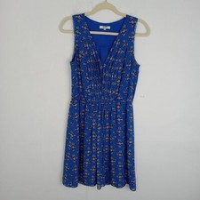 Madewell Womens Dress Size 2 Blue Floral Midi Silk Lined Pleats Sleeveless Fairy