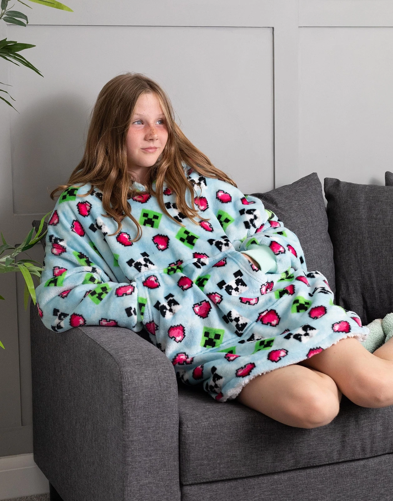 Minecraft Blue Creeper Blanket Hoodie