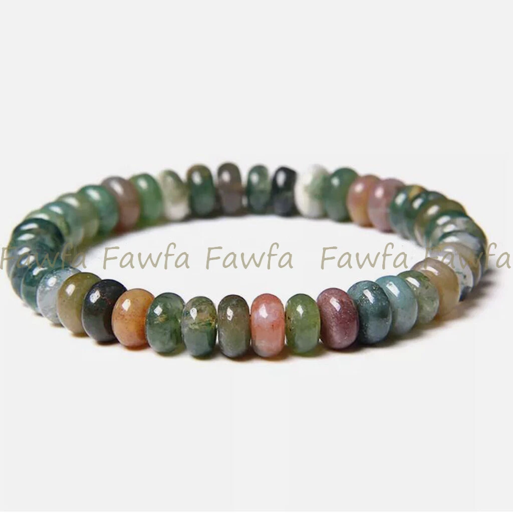 VALENTINO "Bracciale Elastico Perline Pietra Preziosa Rondelle Indiana Multicolore 5x8 mm 7 5""