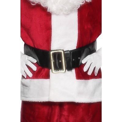 Black Santa Father Christmas Belt with Gold Buckle Fancy Dress Accessory - Picture 1 of 1