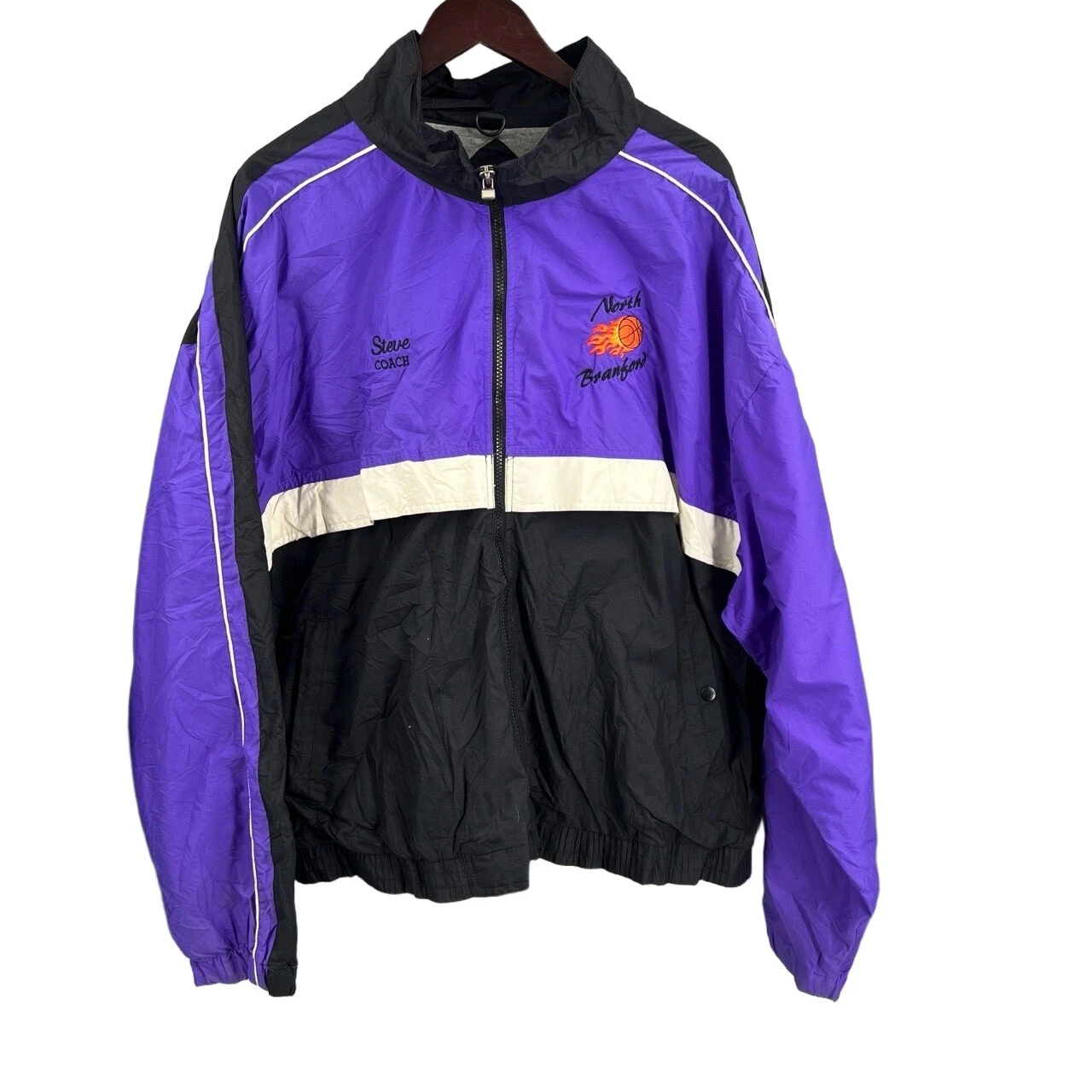 VTG Holloway Jacket Purple Black Lined Windbreaker Zip-Up Basketball XX-Large