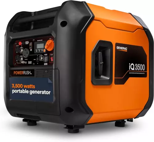 Generac 3,500-W Quiet Portable Gas Inverter Generator, Electric Start, CO Sensor
