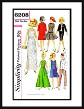 Simplicity 6208 Pattern Barbie Fashion TEEN DOLL Wardrobe