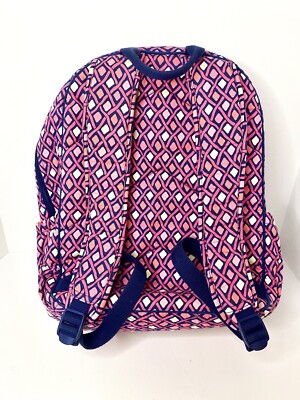 VERA BRADLEY Katalina Pink Diamonds Campus Backpack Blue White Bag Retired Vera Bradley Katalina Pink Diamonds Large | Mercari main image 4