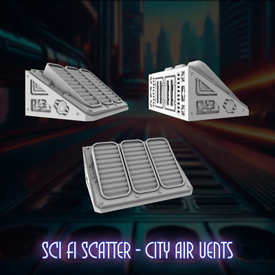 Sci-Fi City Air Vents x 1 Scatter Terrain - 28mm - 32mm 3D Printed in Grey