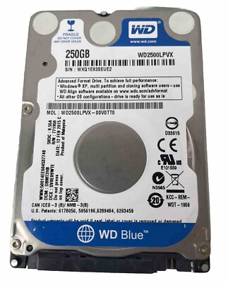 Western Digital Blue WD2500LPVX-00V0TT0 DCM:DBMT2HB 250GB 2.5'' Sata hard drive