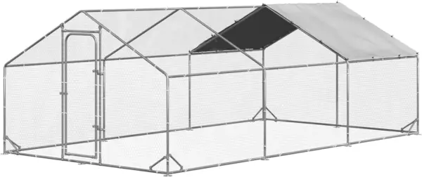 LEMBERI Metal Large Chicken Coop, Spire Shape Walk-In Poultry Chicken Hen Cage, 