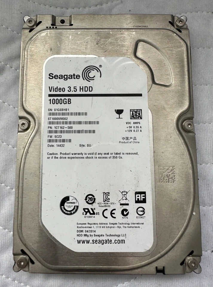 Seagate 1TB Pipeline HDD Intern ST1000VM002, 1000GB Seagate Festplatte 3.5" SATA