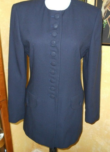 CHAQUETA VINTAGE SASSON NEW YORK PARIS AZUL MARINO TALLA 4 ASPECTO CLÁSICO USADA EN EXCELENTE ESTADO... - Imagen 6 de 6
