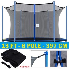 Trampoline Safety Net Replacement 13FT 6 Pole For Round Frames with Zipper Door