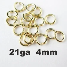 Vermeil Open Jump Rings,21 ga,4mm,18K Gold Plated over Sterling Silver (20pcs)