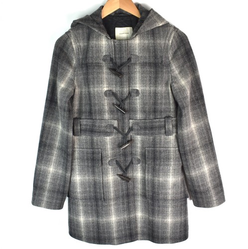 Country Road Checked Hooded Wool Blend Duffle Coat Size XS