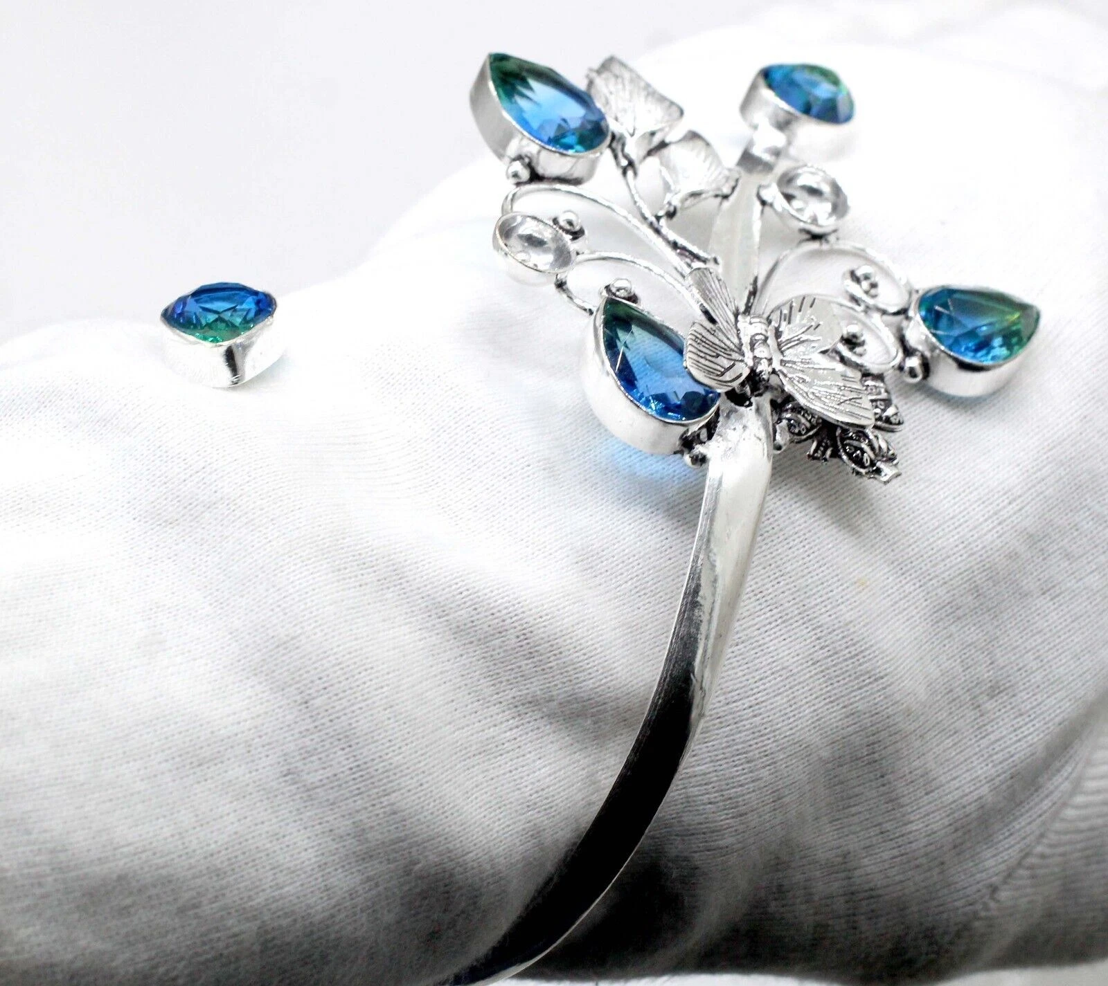 VALENTINO Bracciale in argento sterling 925 con pietre preziose tormalina fatto a mano misura ADJ