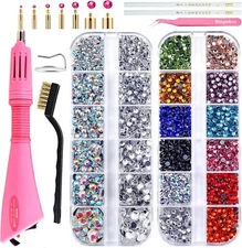 Bedazzler Kit with Rhinestones, Bedazzle Tool Gun, Hotfix Rhinestones Pink-gift.