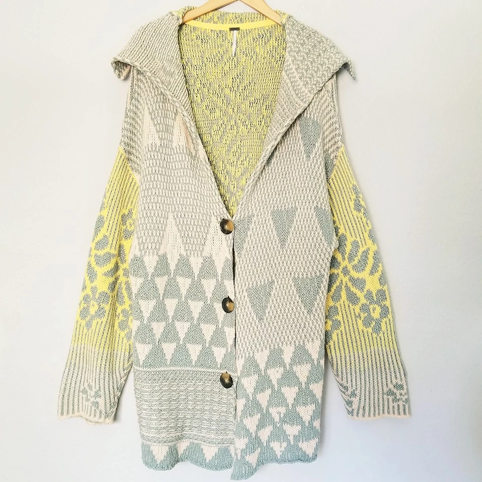 Cárdigan Suéter Free People Tate Tejido Cardi XL Salvia Sol Combo $168 Slouchy Foto 4 de 4