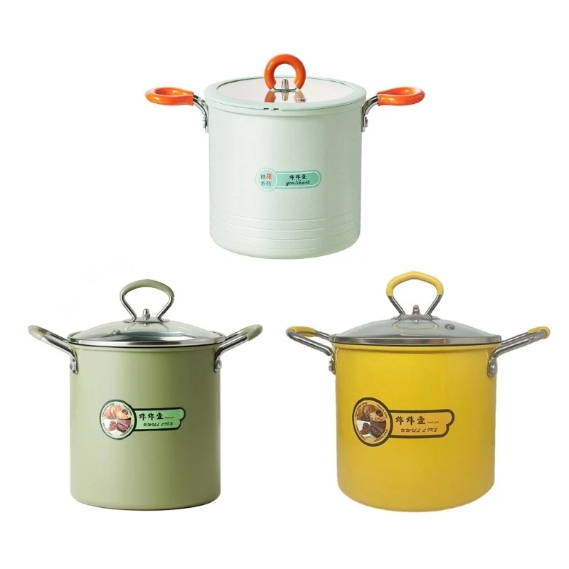 Japanese Tempura Frying Pans with Oil Strainer Practical Small Deep Cooking Pots