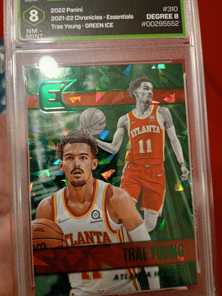 2022 Panini Chronicles -Essentials Trae Young Green Ice Graded Degree 8 - Image 4 of 4
